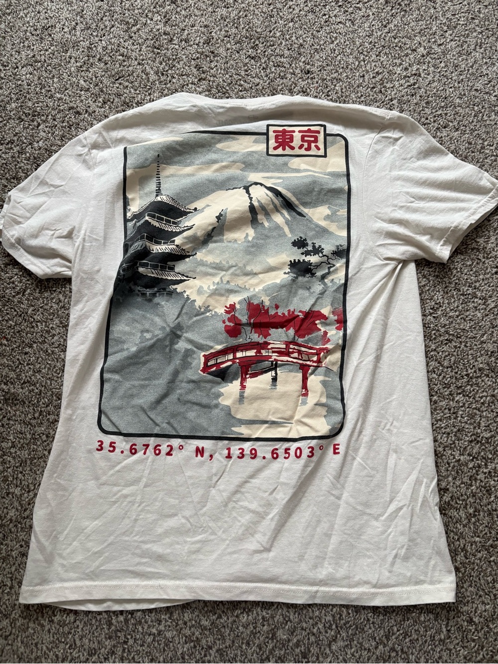 White Tokyo Graphic Men's T‑Shirt with Scenic Back Print